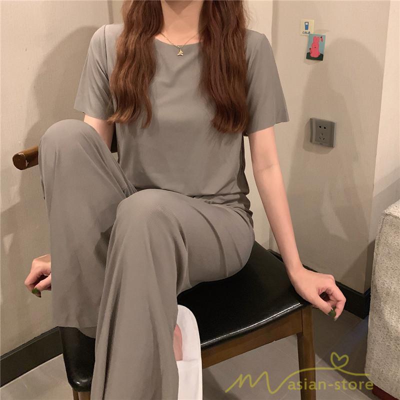 パジャマ ルームウェア | パジャマ レディース 夏 半袖 ルームウェア 涼しい 部屋着 ナイトウェア 寝間着 上下セット 薄手パジャマ 柔らかく軽い薄手の快適Tシャツパジャマ 部屋着