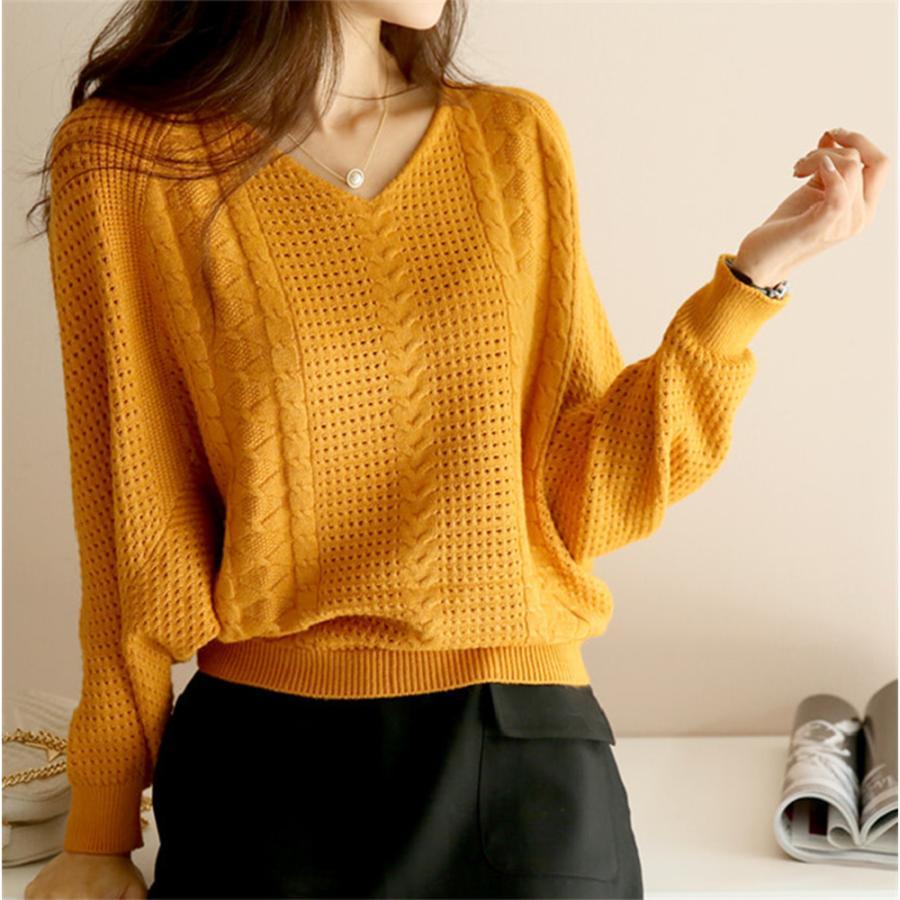 透かし編みトップス | ニットトップス レディース 体型カバー秋
