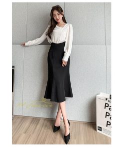 スカート | フィッシュテールレディース 無地 フレア きれいめ 仕事 カジュアル おしゃれ ひざ下丈 ビジネス 大きいサイズ 秋冬コーデ ファスナー OL