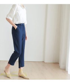 スラックス | ボトムス 夏 レディース 着痩せ 日常感 ゆったり OL ハイウエスト カジュアル ビジネスパンツ オフィス パンツ フォーマル 夏コーデ 9分丈 おしゃれ