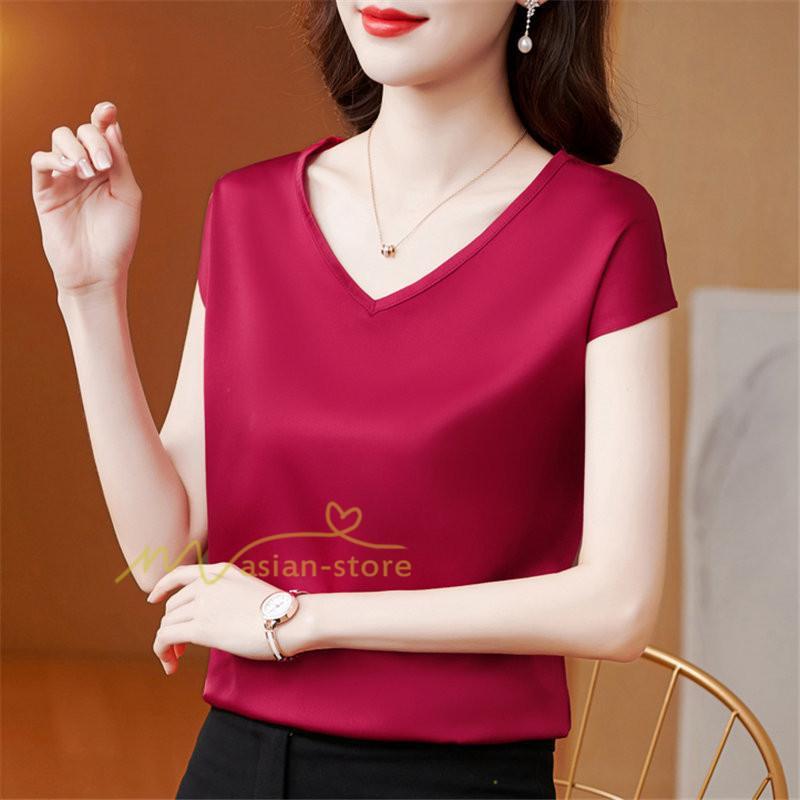 tシャツ・カットソー | Tシャツ レディース チュニック 春 夏 春夏 チュニックTシャツ カットソー 半袖 20代30代40代50代 ママ シンプル カシュクール お出かけ カジュアル インナー