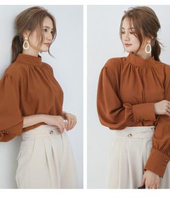 シャツ・ブラウス | ブラウス バルーンスリーブ バルーン袖 とろみ クラシカル レディース 長袖 ファッション カジュアル エレガント 細身 優雅 エレガント 上品 通勤 オシャレ OL