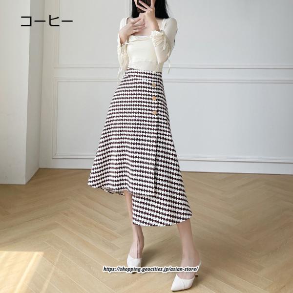 スカート | ロングきれいめ レディース ロング丈 Aライン 20代 30代 40代 50代 秋 冬 千鳥格柄 細見え 可愛い ハイウエスト お出かけ 高見え