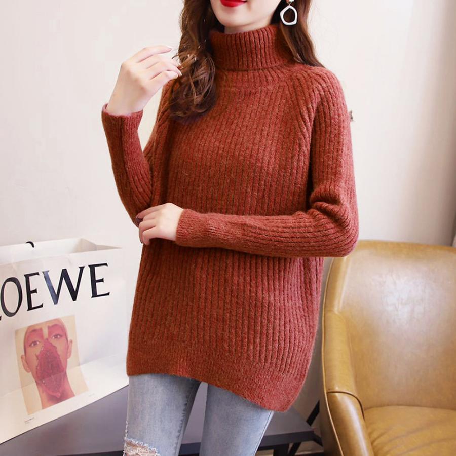 ニット・セーター | リブニットトップス タートルネック 韓国