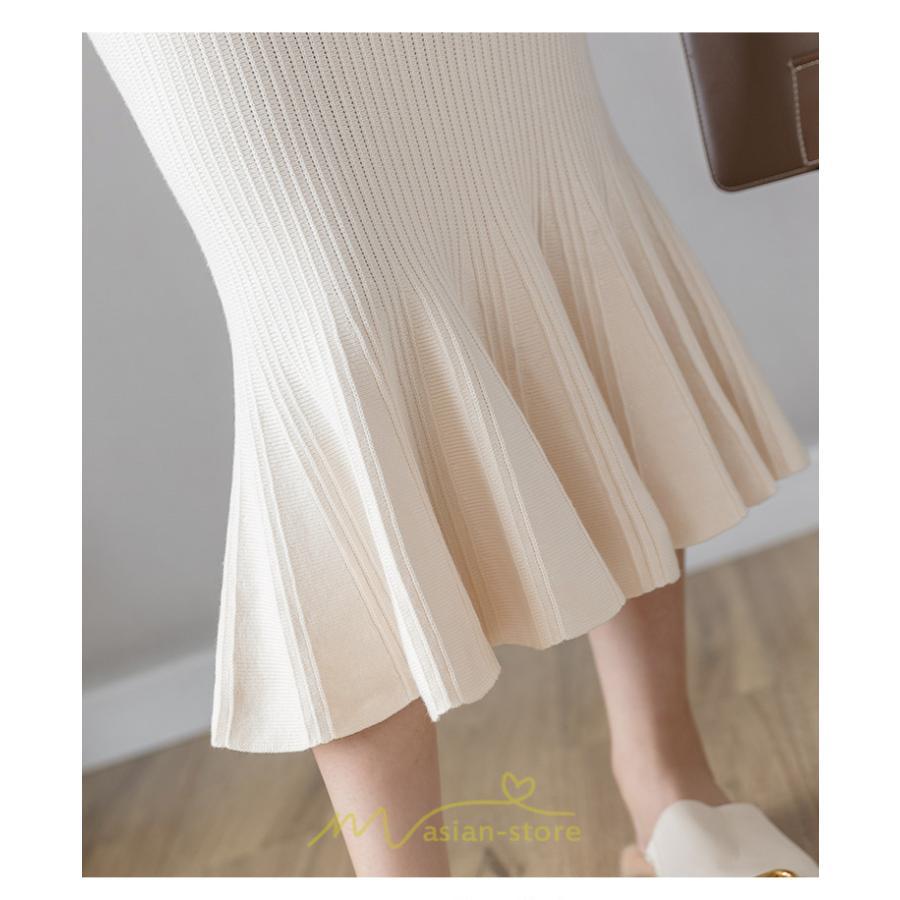 スカート | レディース ロング丈 マーメイド可愛い シンプル ニット 秋冬コーデ ボトムス きれい フレアカジュアル 女子会 新作 デート 抜け感