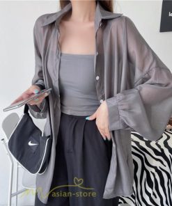 カーディガン | UVカット 接触冷感 シャツ レディース サマーシフォン 透け感 冷房対策 涼感 ひんやり 薄手 シンプル トップス 長袖 体型カバー
