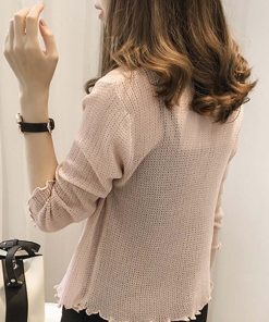 透かし編みトップス | 羽織 カーディガン 薄手 長袖 サマーニット冷房対策 ニットカーディガン Vネック レディース