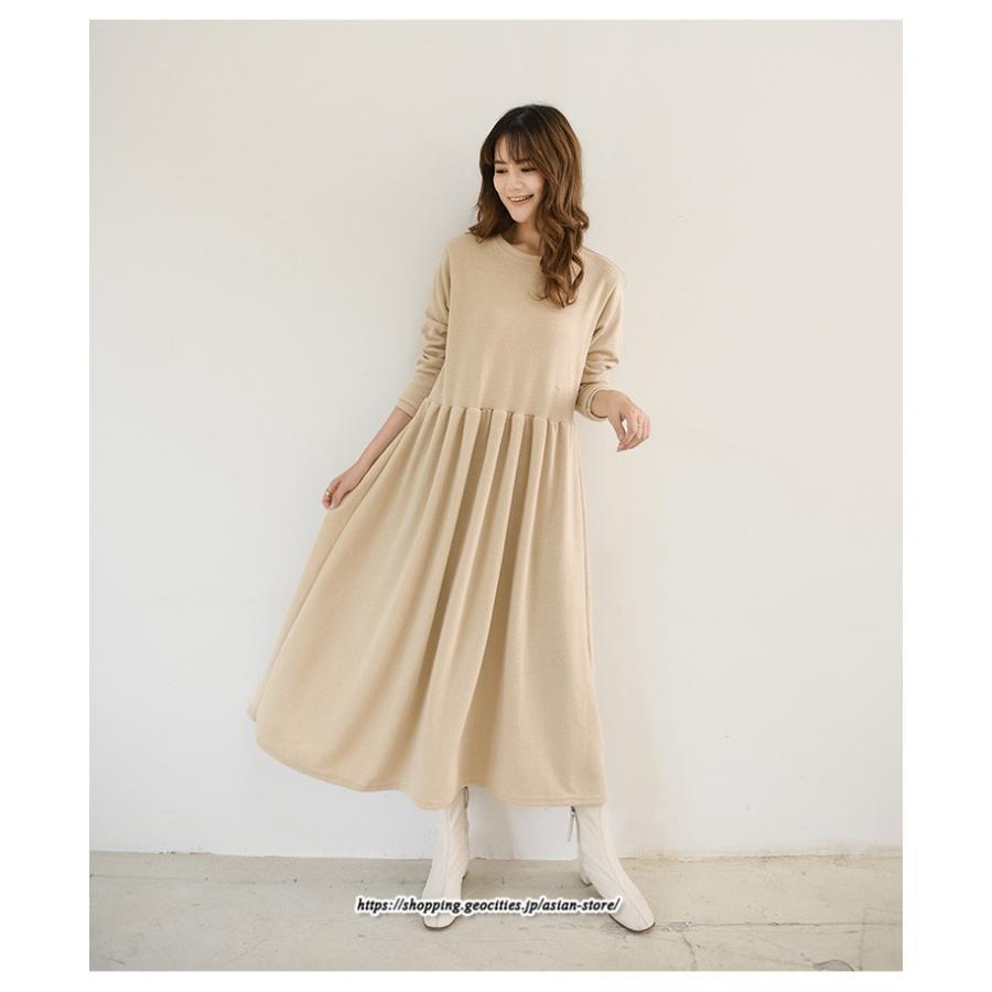 マキシ | ワンピース レディース ウエスト切替 スウェット素材 ロングワンピース タック入 L XL XXL シンプル カジュアル キレイめ 40代 通勤 オシャレ 50代 30代 20代