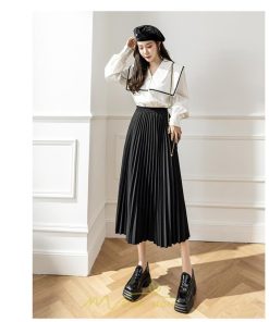 スカート | ロング 秋 秋服 レディース ボトムス ロング冬 プリーツ 無地 可愛い カジュアル オシャレ 着痩せ 韓国風 可愛い キレイめ