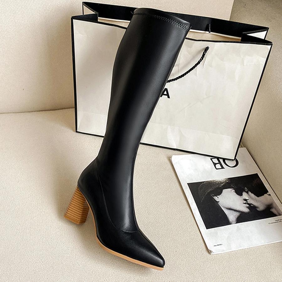 ニーハイブーツ | ロングブーツ レディース 太ヒール