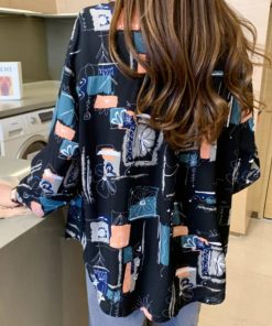 シャツ・ブラウス | ブラウス レディース 長袖 韓国風 柄シャツ