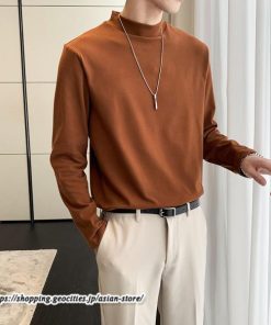 Tシャツ | メンズ トップス 秋冬 保温 無地 モックネック メンズスタイル 20代 30代 通勤 通学 着回し ビジネス 40代 長袖カットソー 冬 50代 コーデ 秋