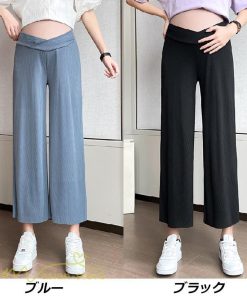 パンツ レギンス | マタニティ パンツ レディース 着痩せ 上品 マタニティウェア ローウエスト ワイドパンツ マタニティパンツ 妊婦服 夏服 薄手 サマーパンツ お出かけ 9分丈 夏