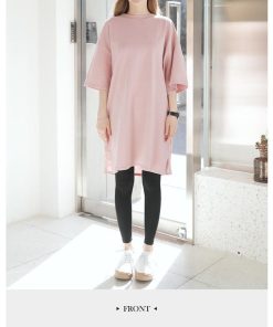 ｔシャツ・カットソー | 大きめTシャツ レディース 夏物 半袖 五分袖 カットソー ロングｔ ワンピース 無地 プルオーバー 白 黒 ルームウェア ゆったり Tシャツ 可愛い お出かけ 綿