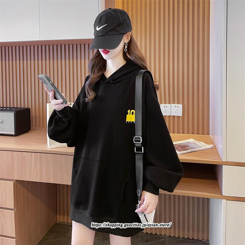 パーカー | レディース 秋 長袖 体型カバー スウェット トレーナー プルオーバー 厚手 後ポケット外し可 トップス 50代 40代 春 30代 おしゃれ 20代 フード