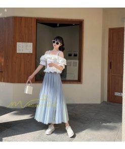 スカート | レディース チュール春夏 コーデ ウエストゴム ロングフレア着痩せ 通勤 配色 マキシ カジュアル 上品 20代30代40代50代