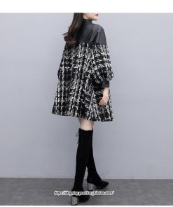 コート・ジャケット | チェスターコート レディース ロングコート アウター 黒 コート チェック柄 ラシャ 切り替え ゆったり 上品 あったか 2022新作 カジュアル 秋冬