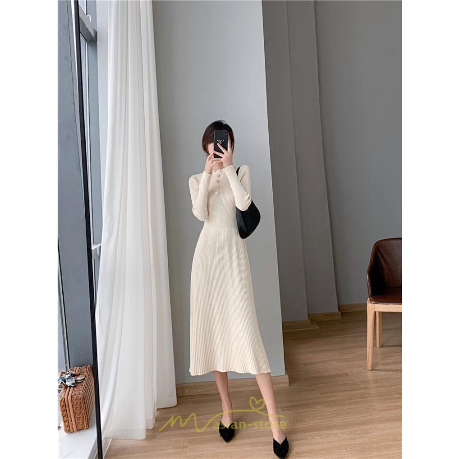 ニットワンピース | レディース 冬 きれいめ ロング おしゃれ 秋冬 長袖 送料無料 可愛い 着痩せ Aライン 20代30代40代50代 韓国風 ハイネック