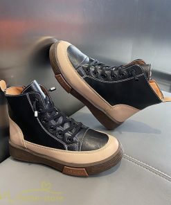 ショートブーツ | レディース ブーティー 太ヒール ブーツ ショートヒール カジュアル レースアップ 厚底 歩きやすい 厚底ブーツ コスプレ靴 編み上げブーツ