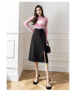 スカート | ロング 秋 秋服 レディース ボトムス ロングミモレ冬 スリット 無地 可愛い カジュアル 可愛い キレイめ オシャレ 着痩せ 韓国風