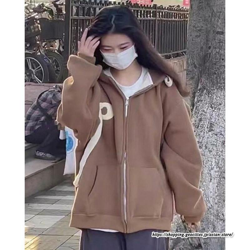 パーカー | スウェット レディース ジャケット 秋冬 アウター 綿 春秋 裏起毛 2TYPE 大きいサイズ 長袖 ジップアップパーカー ゆったり チュニック丈 ミドル丈