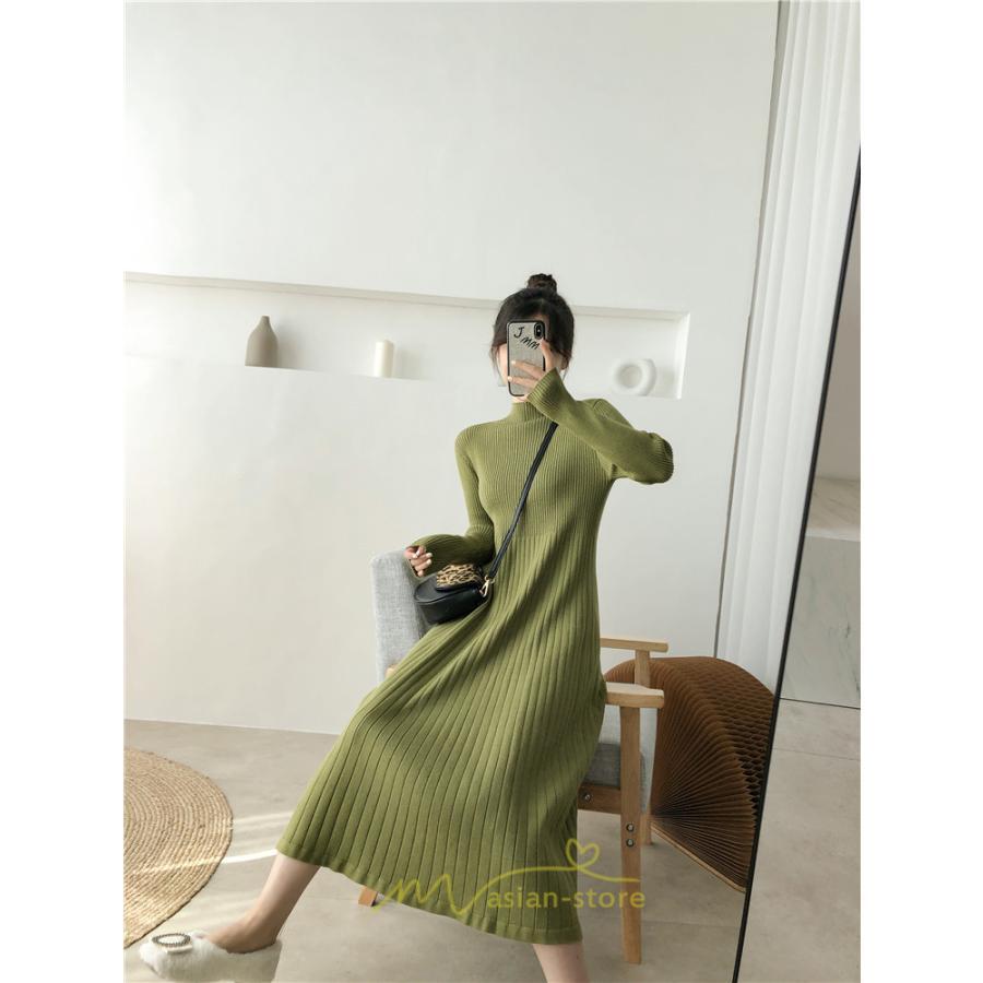 ニットワンピース | ワンピース 春 春服 レディース 長袖 ゆったり 秋 冬 ロング丈無地 20代30代40代50代 可愛い お出かけ 着痩せ 大人 通勤