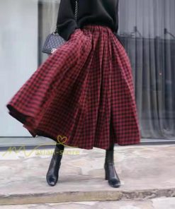 スカート | ブロックチェック ロングフレア Aライン ボトムス チェック 柄 マキシ韓国ファッション ゆったり 20代30代40代50代 通勤通学 着痩せ