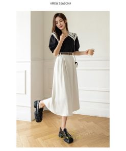 スカート | Aラインミモレ丈 裏地付き ボトムス 春 夏 黒 ベージュ カーキ おしゃれ お呼ばれ ファッション 女子会 カジュアル 無地 デート