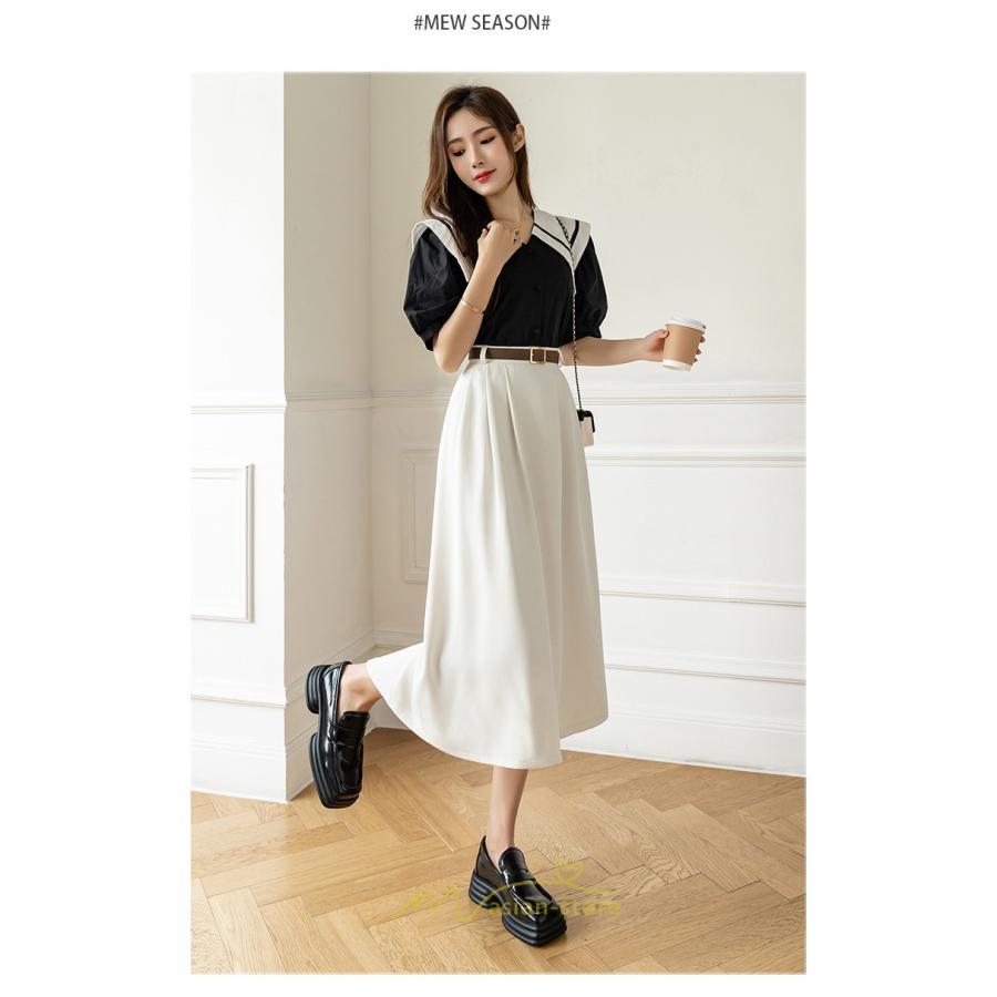 スカート | Aラインミモレ丈 裏地付き ボトムス 春 夏 黒 ベージュ カーキ おしゃれ お呼ばれ ファッション 女子会 カジュアル 無地 デート