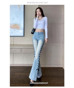 チノ・テーパード・ジョガー・スキニーパン | ブーツカット デニムパンツ レディース フレア ロング丈 カットオフ ストレッチ ハイウェスト コーデ ジーンズ 美脚パンツ 新作 20代30代40代 スリット 脚長