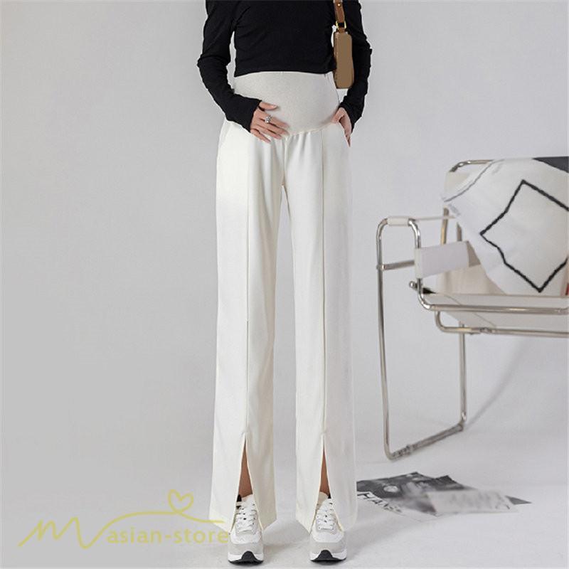 パンツ レギンス | マタニティパンツ ワイドパンツ 無地 妊婦服 おしゃれ ゆったり マタニティウェア パンツ 着痩せ 無地 サマーパンツ お出かけ 日常 ウエスト調整 裾口スリット