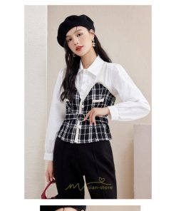シャツ・ブラウス | ブラウス シャツ 切り替え レイヤード風 重ね着風 チェック柄 レディース 春秋  ゆったり 長袖 カジュアル 通勤 20代30代40代50代 きれいめ オシャレ