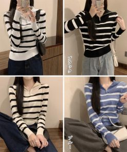 ニット・セーター | ハーフジップボーダー ニットプルオーバー