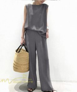 セットアップ | ワイドパンツ タンクトップ レディース 落ち感 大人 ルームウェア 30代40代 お出かけ 2点セット 夏物 可愛い 上下セット カジュアル 秋服