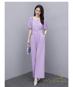セットアップ | スーツ レディース 半袖 ブラウス パンツ 2点セット 上下 ロングパンツ ワイドパンツ ボトムス 大きいサイズ カジュアル レディース ゆったり
