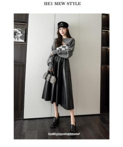 スカート | ロングレザープリーツAライン秋 冬 レディース ロング丈 着痩せ 20代 30代 40代 送料無料 50代 2022年