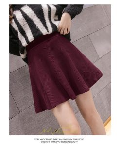 スカート | レディース ボトムス ミニ丈 ひざ上 ウエストゴム 楽ちん ゆったり ニット 秋冬 韓国風 Aライン フレア デート 着痩せ 可愛い お出かけ 脚長効果