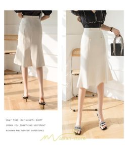 スカート | フリルひざ丈 膝丈 おしゃれ かわいい レディース ボトムス きれい ハイウエスト Aライン 上品 エレガント OL 通勤 レトロ デート オフィス