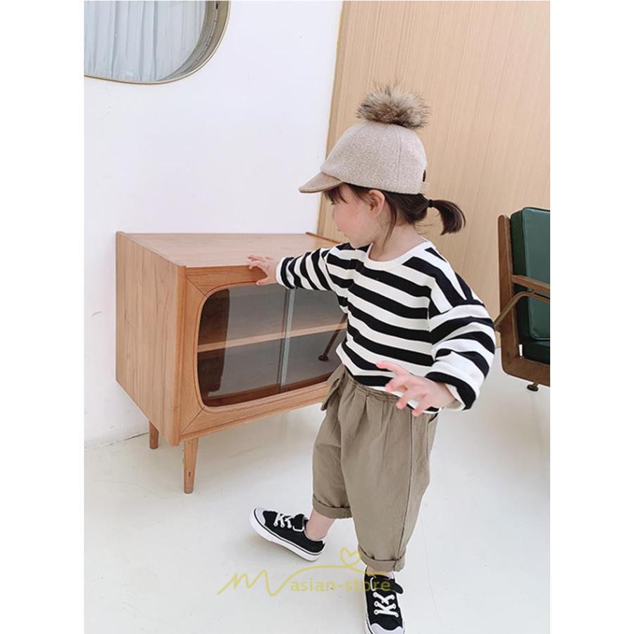 衣装 服 | 子供服 長袖Tシャツ キッズ 男の子 女の子 ロンT トップス 長袖 コットン 春 秋 カジュアル ボーダー柄 ナチュラル 可愛い 男女兼用