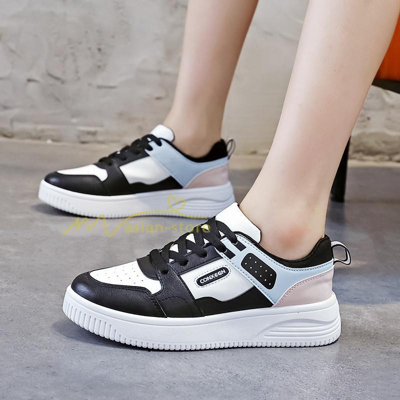 スニーカー | スニーカー レディース レディースシューズ ローカット 靴 フラットシューズ ぺたんこ ウォーキングシューズ Pu革 厚底スニーカー 厚底靴 美脚 歩きやすい