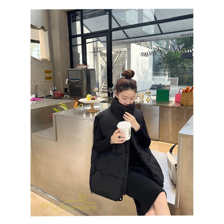 ベスト | ダウンレディース 無地 スタンドネック 中綿きれいめ シンプル 大きいサイズ ノースリーブ 韓国風 20代 50代 秋冬コーデ 40代 30代 大きいサイズ