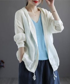 カーディガン | レディース 無地 UVカットー ライトアウター 秋コーデ 40代50代 きれいめ カジュアル フード付き エレガント 大きいサイズ 20代30代 麻混 秋服