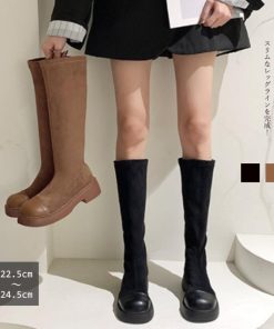 ニーハイブーツ | ロングブーツ ラウンドトゥ 厚底ブーツ