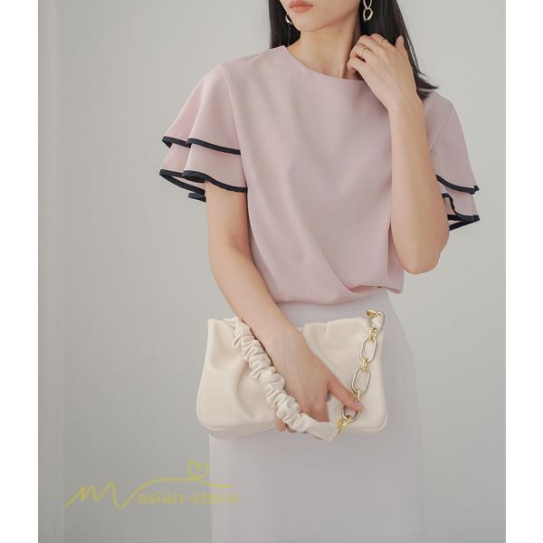 tシャツ・カットソー | トップス Tシャツ レディース 半袖 クルーネック ゆったり おしゃれ ブラウス 着痩せ 春 夏 秋 新作 L M 可愛い スカラップ袖 カジュアルTシャツ 無地