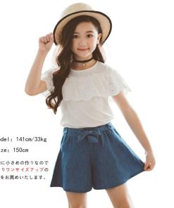 （子供）その他 | 女の子 キッズ ジュニア 上下セット パンツ 半袖 シンプル トップス Tシャツキュロットセット 可愛いスタイル Tシャツ 子供服