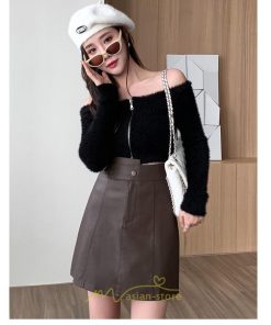 スカート | ミニレディース Aライン タイト フェイクレザー 脚長効果 シンプル ショート丈 カジュアル 着回し オシャレ 通勤 新作 お出かけ