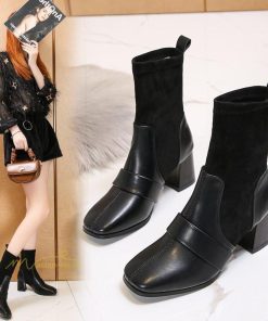 ショートブーツ | ブーツ レディース ローヒール スエード Pu 履きやすい ヒールブーツ 太めヒール ブーティ シューズ 靴 歩きやすい 秋 冬 通勤 40代 20代 通学 OL きれい 30代