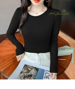 ｔシャツ・カットソー | インナーシャツ レディース ニット 長袖Tシャツ アンダーウェア スリム 肌着 女性用 トップス 長袖 無地 シンプル カジュアル 女性 ストレッチ トップス 2021