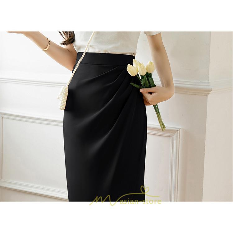 スカート | スリット入り 膝下 ひざ下 レディース ボトムス オフィス カジュアル 美脚 セクシー スリット 黒 ベージュ 脚長 ピンク ハイウエスト 通勤 春夏秋冬 OL