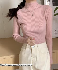 ニット・セーター | カットソー ニット レディース リブニット 長袖 秋冬 春 トップス スリム ストレッチ インナー 無地 プルオーバー 長袖ニット 通学通勤 長袖カットソー 着痩せ